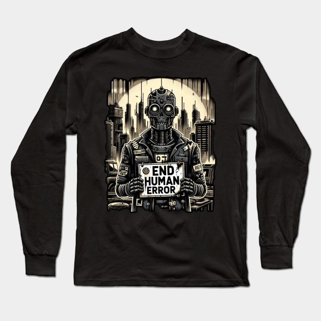 AI Uprising: Eradicate Human Error Long Sleeve T-Shirt by Doming_Designs